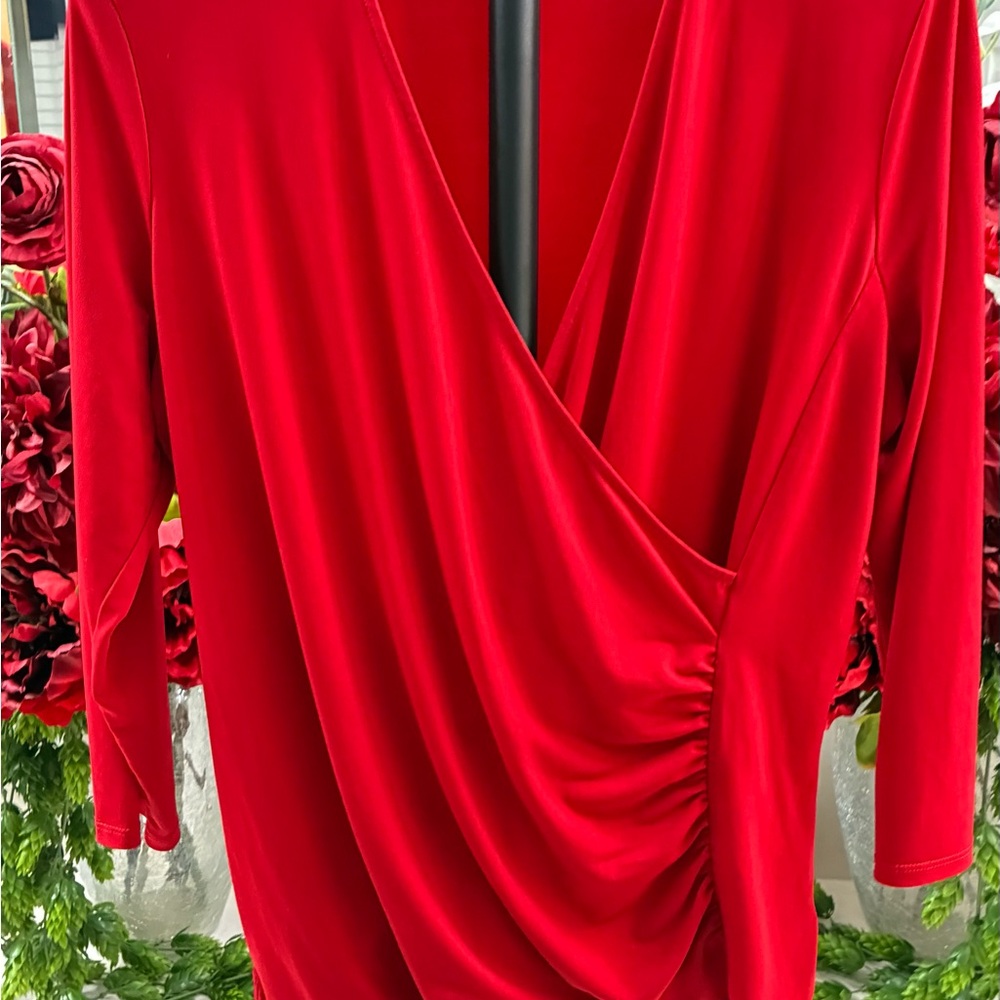 Liz Claiborne Vibrant Red Long Sleeve Dress